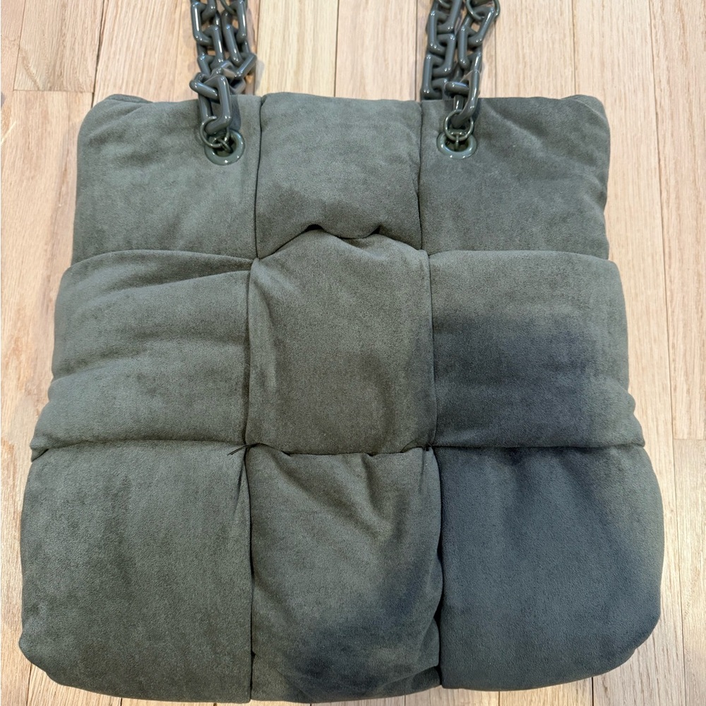 INC international Soft velour Green Shoulder Handbag snap closure - Picture 10 of 16